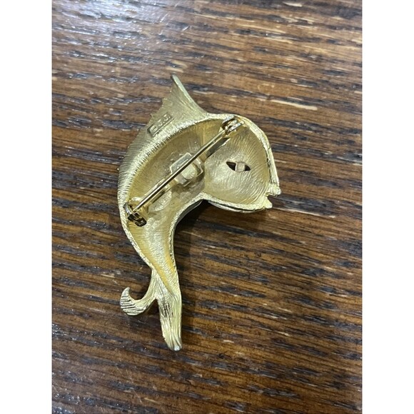 Vintage JJ JONETTE JEWELRY Co. Enamel Sea Dolphin Fish Nautical Pin Brooch - Picture 2 of 3